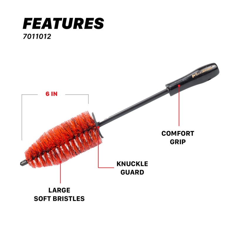Maxshine 6â€ Universal Bristle Wheel & Rim Brush | Short PP Handle with Soft Durable Bristles | Quick, Safe & Cleaning Tool for Wheels, Rims, Exhausts & Engine Bays | Detailing for Cars, Trucks & SUVs - Image 2